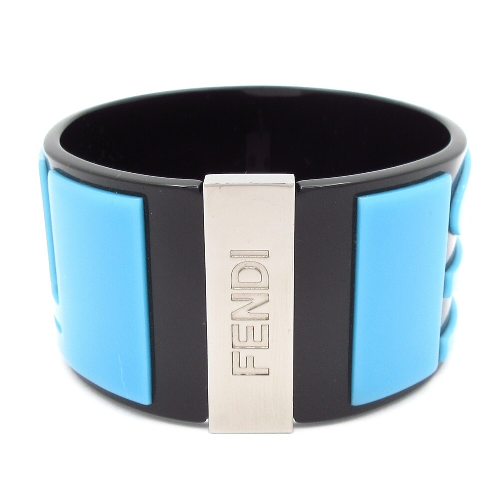 Fendi Bangle Black Light Blue Silver Plastic Hardware